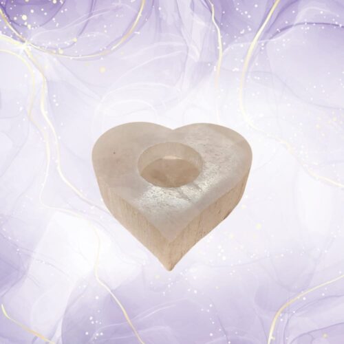 Selenite מעמד לנר בצורת לב